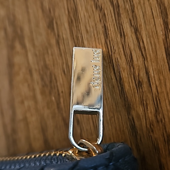 Deux Lux Zip Around Denim Navy Blue Vegan Leather Woven Wallet - Picture 6 of 12